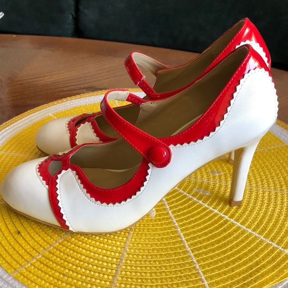 So Me Shoes - So Me red and white high heels